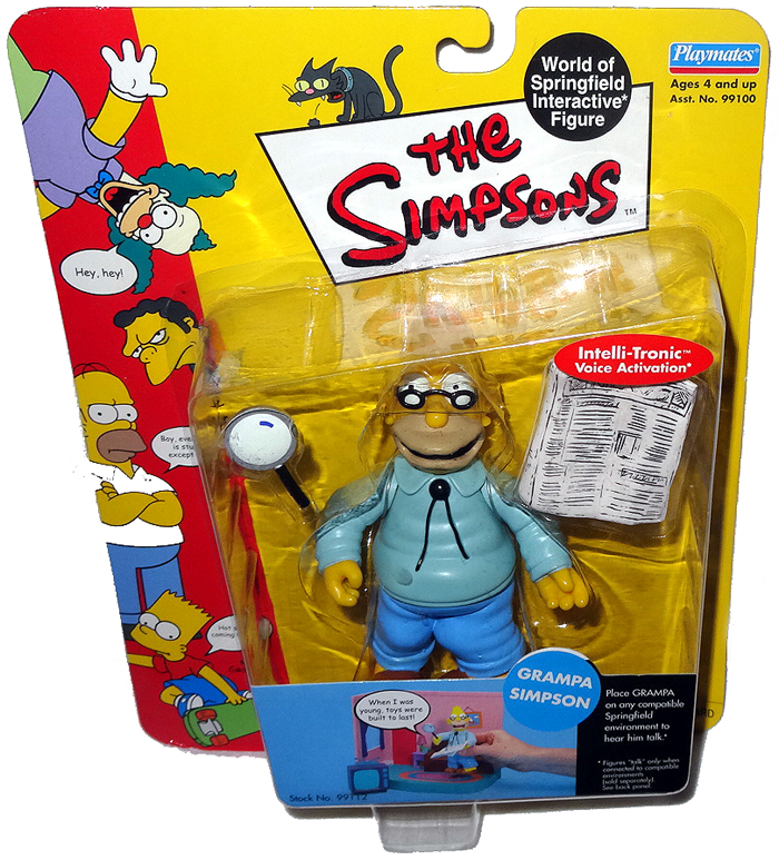 Simpsons Grampa Simpson Action Figure Wos Moc Series 1 Rare World Of Springfield 